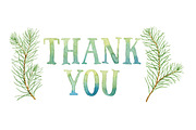 Thank You in pine branches wreath