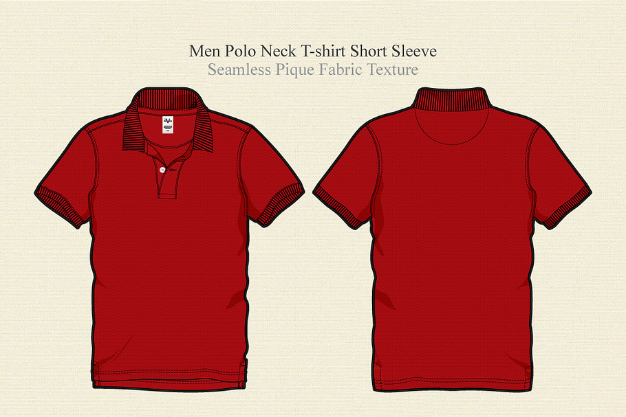 Men Polo Neck Shirt Vector Template in Illustrations - product preview 8