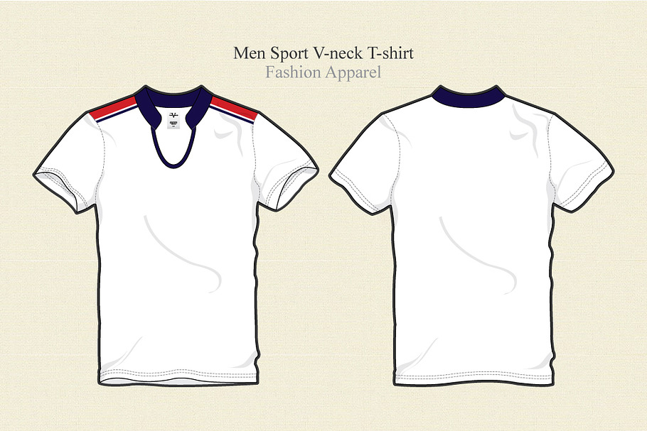 Men Sport V-neck T-shirt in Illustrations - product preview 8