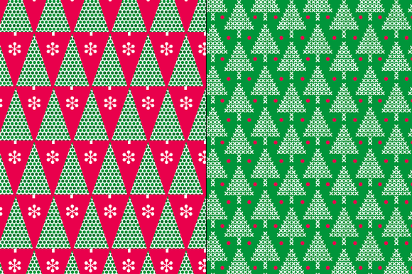 Green & Red Christmas Tree Patterns in Patterns - product preview 3