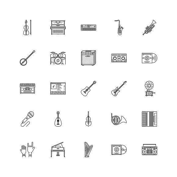 The Music Outline Icons 25 in Graphics - product preview 1