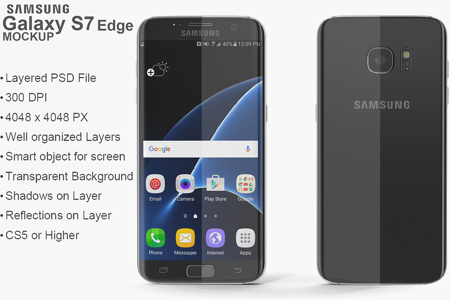 Samsung Galaxy S7 Edge Black Mockup