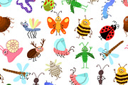 Cute cartoon insects pattern