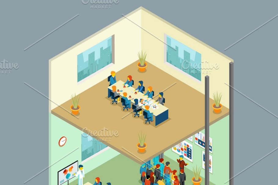 Isometric business center in Illustrations - product preview 8