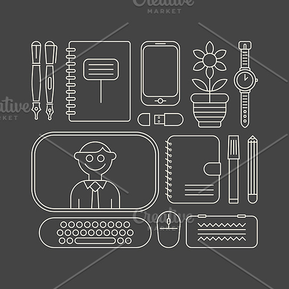 School Supplies vector illustrations in Illustrations - product preview 1