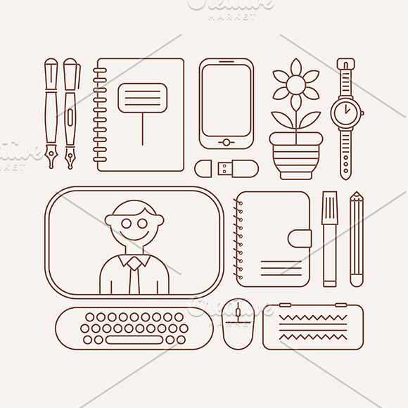 School Supplies vector illustrations in Illustrations - product preview 2