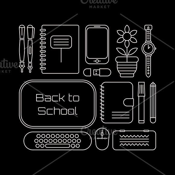 School Supplies vector illustrations in Illustrations - product preview 3
