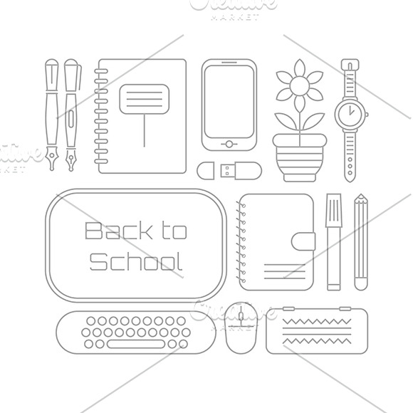 School Supplies vector illustrations in Illustrations - product preview 4