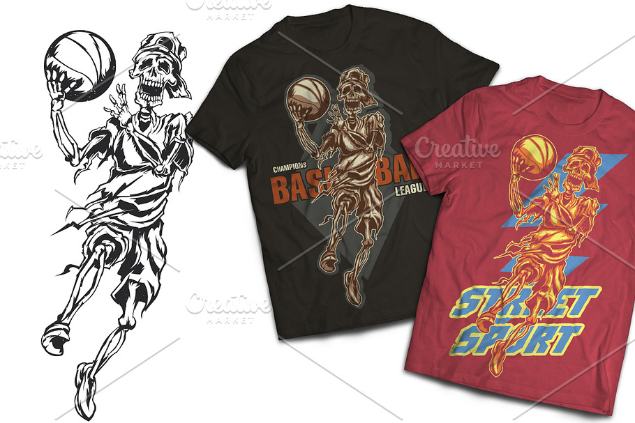 Basketball T-shirt And Poster Labels in Illustrations - product preview 8