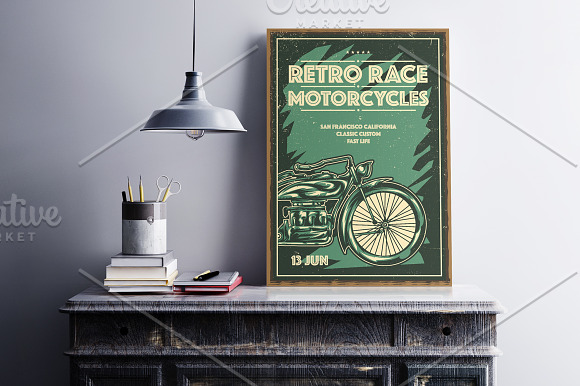Motorbike T-shirts And Poster Labels in Illustrations - product preview 1