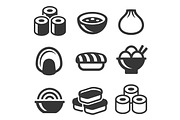 Japanese Sushi Food Icons Set