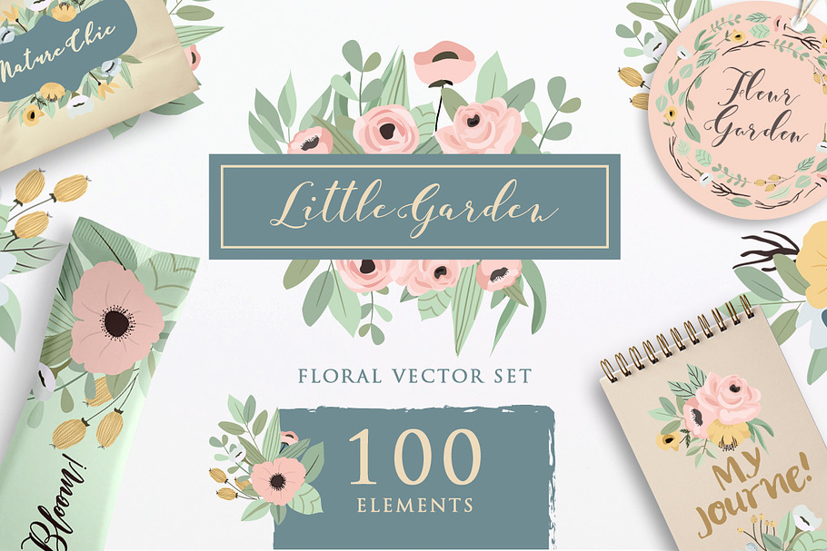 Little Garden - Floral Vector Set in Graphics - product preview 8