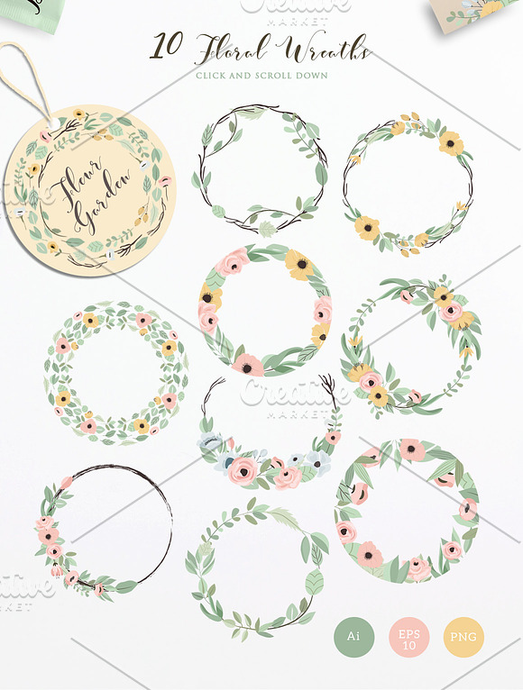Little Garden - Floral Vector Set in Graphics - product preview 1
