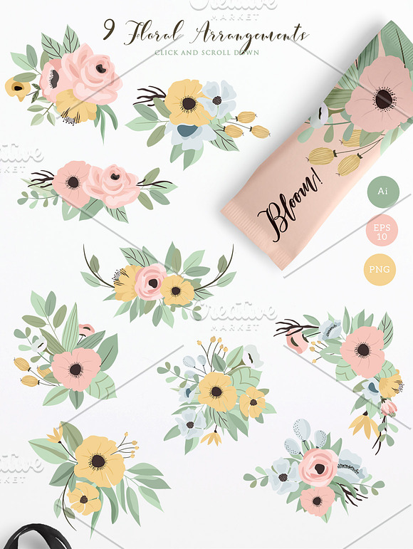 Little Garden - Floral Vector Set in Graphics - product preview 2