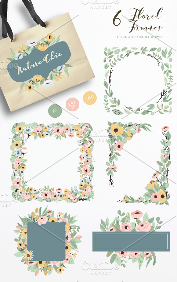 Little Garden - Floral Vector Set in Graphics - product preview 3