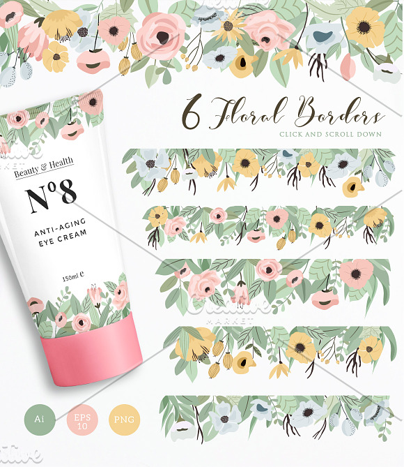 Little Garden - Floral Vector Set in Graphics - product preview 4