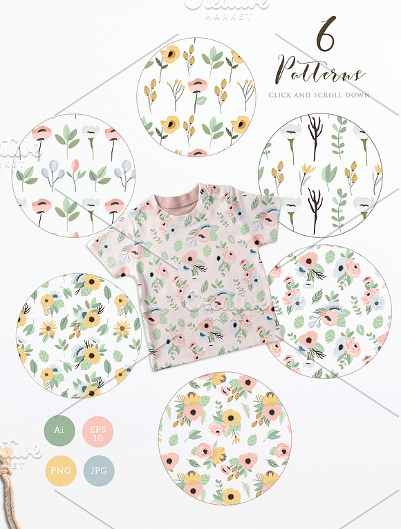 Little Garden - Floral Vector Set in Graphics - product preview 5