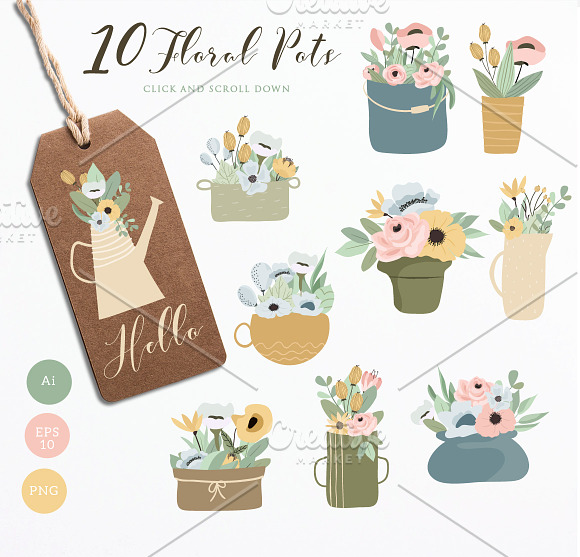 Little Garden - Floral Vector Set in Graphics - product preview 6