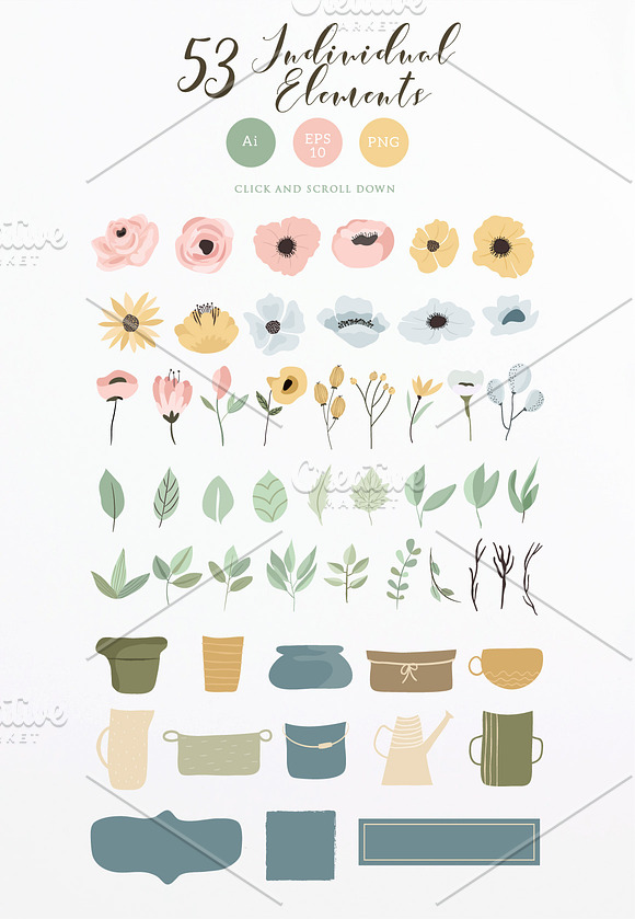 Little Garden - Floral Vector Set in Graphics - product preview 7