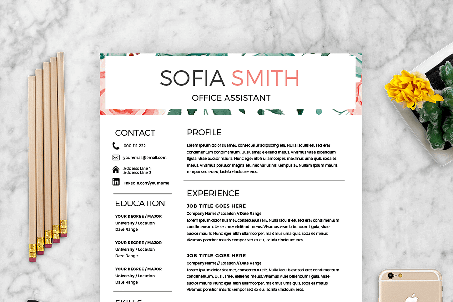 Female Resume Template in Resume Templates - product preview 8