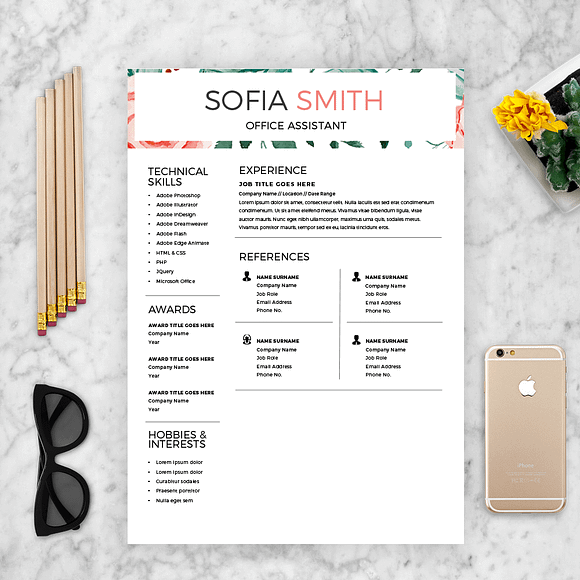 Female Resume Template in Resume Templates - product preview 1