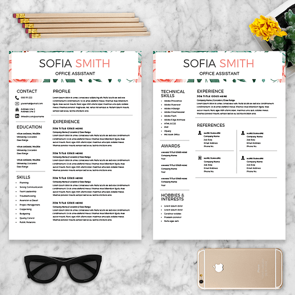 Female Resume Template in Resume Templates - product preview 3