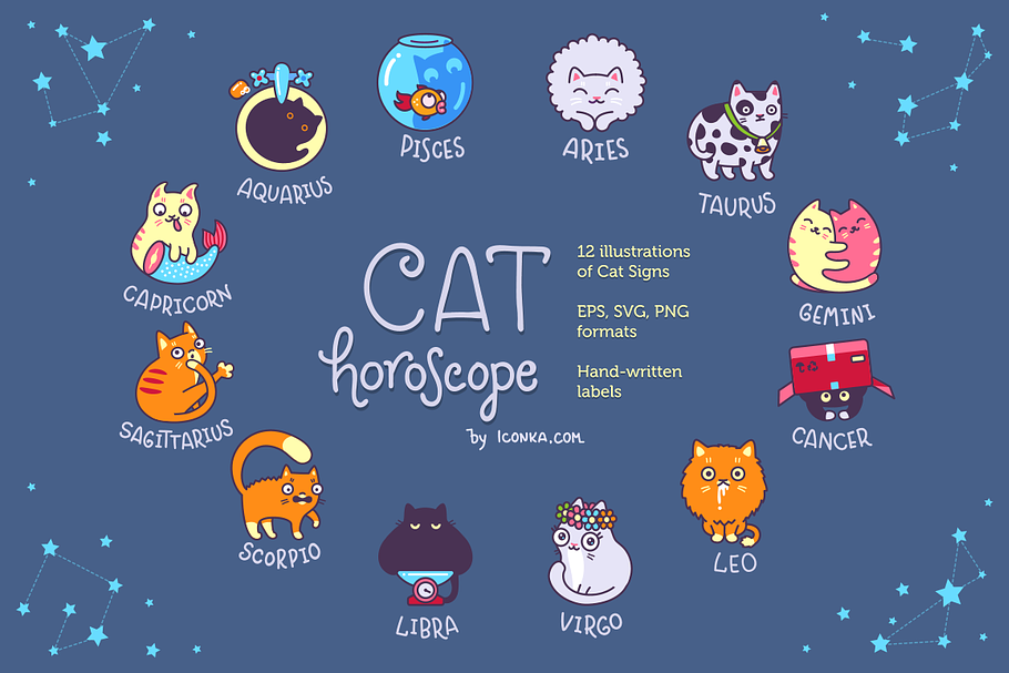 Cat Horoscope Icons And Labels in Icons - product preview 8