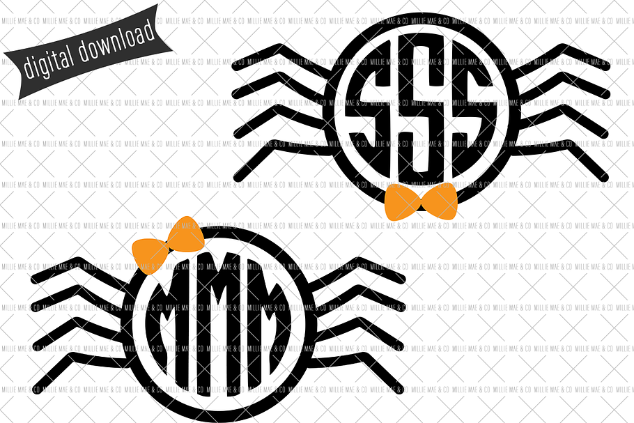 Spider Monogram SVG -Halloween SVG