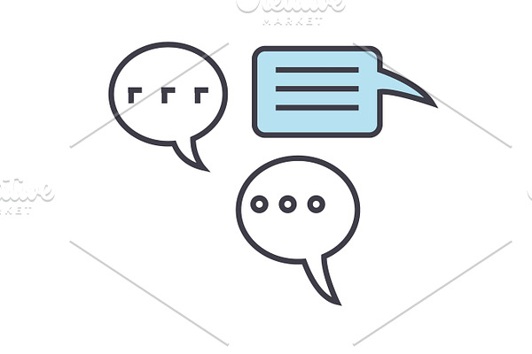 Chats, talking, talks concept. Line vector icon. Editable stroke. Flat linear illustration isolated on white background