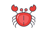 Crab concept. Line vector icon. Editable stroke. Flat linear illustration isolated on white background