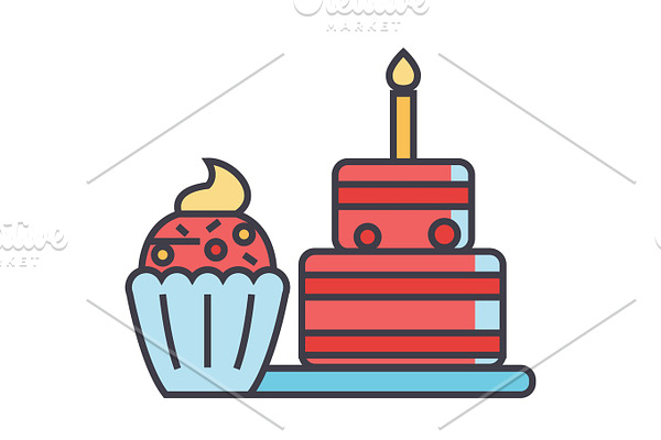 Dessert concept. Line vector icon. Editable stroke. Flat linear illustration isolated on white background