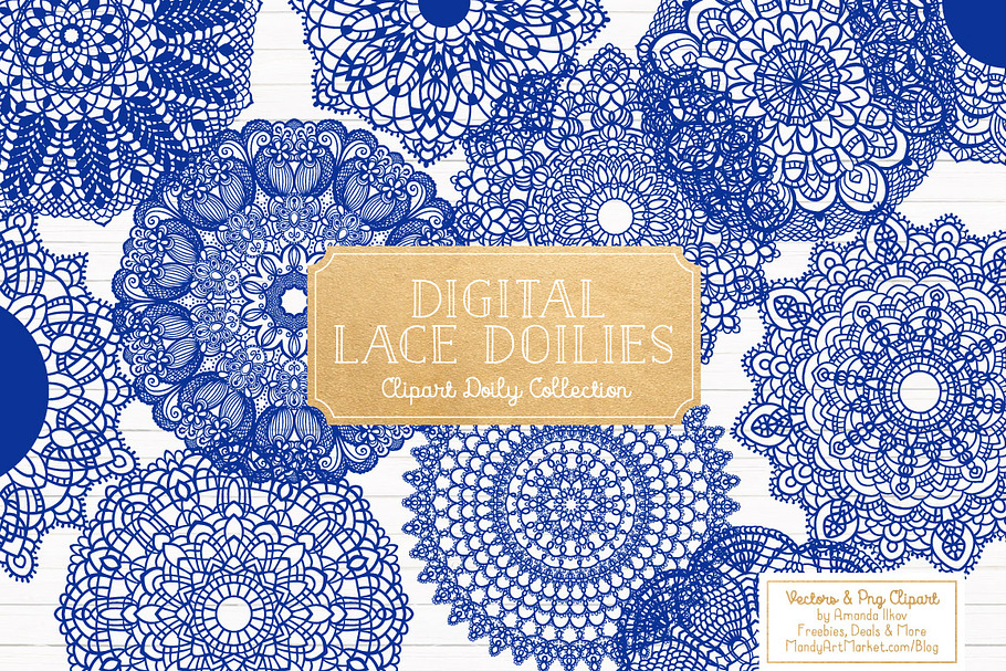 Royal Blue Lace Doilies Clipart