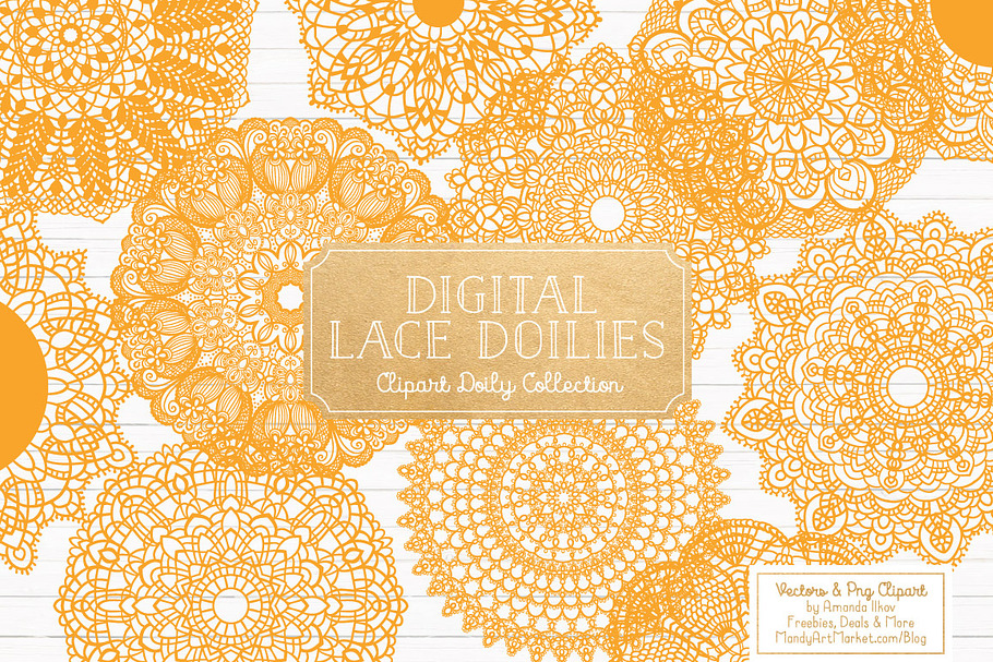 Sunshine Yellow Lace Doilies Clipart