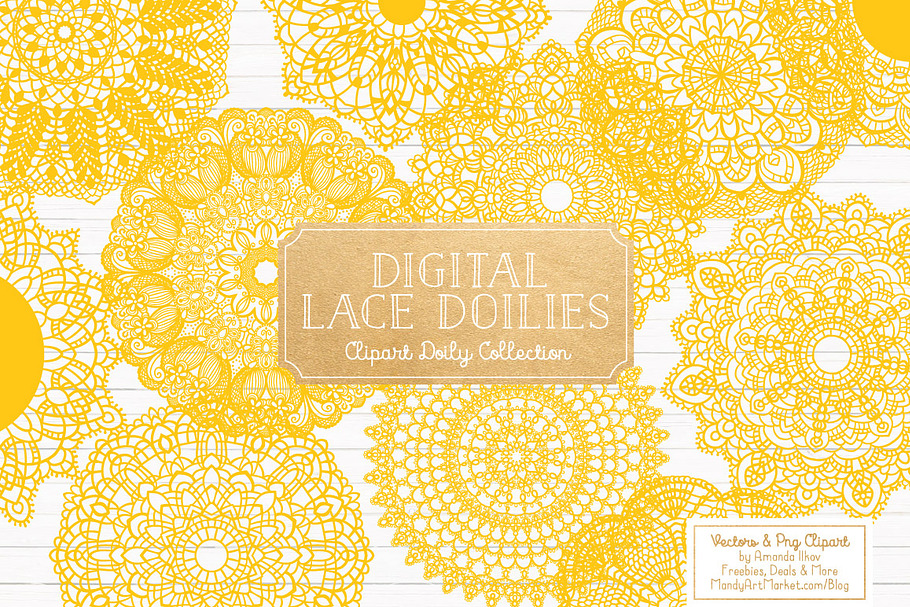 Yellow Round Lace Doilies
