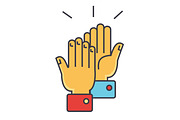 Hands clapping concept. Line vector icon. Editable stroke. Flat linear illustration isolated on white background