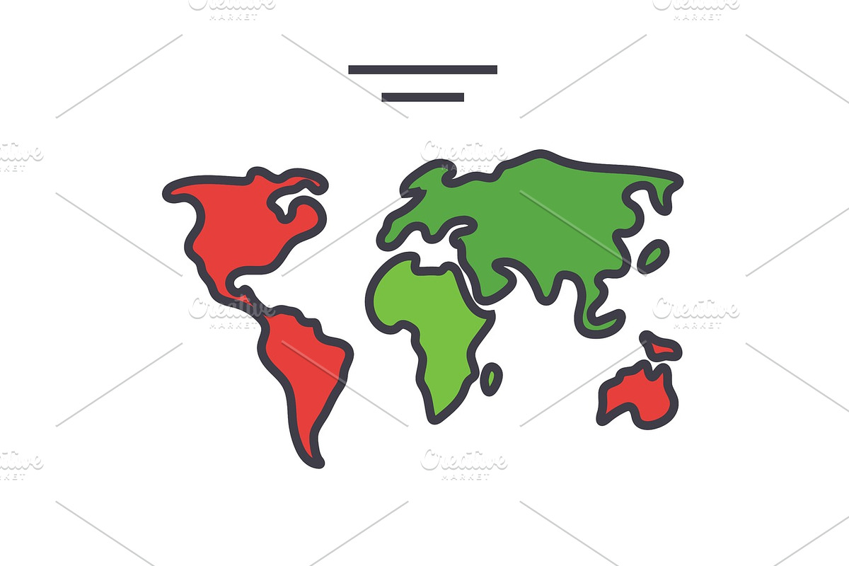 World map, continents, globe concept. Line vector icon. Editable stroke. Flat linear illustration isolated on white background in Illustrations - product preview 8
