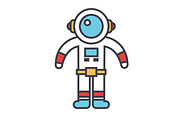 Spaceman concept. Line vector icon. Editable stroke. Flat linear illustration isolated on white background