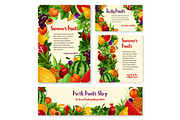 Fruit and fresh berry banner template set design