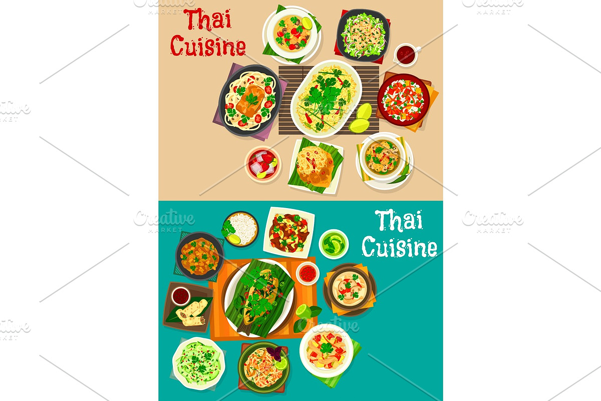 Thai cuisine icon set with traditional asian food in Illustrations - product preview 8