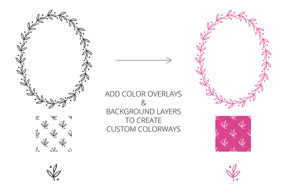 Oval Leaf Botanical Wreath Clip Art in Illustrations - product preview 2
