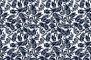 Vector Pattern Bold Navy Leaves
