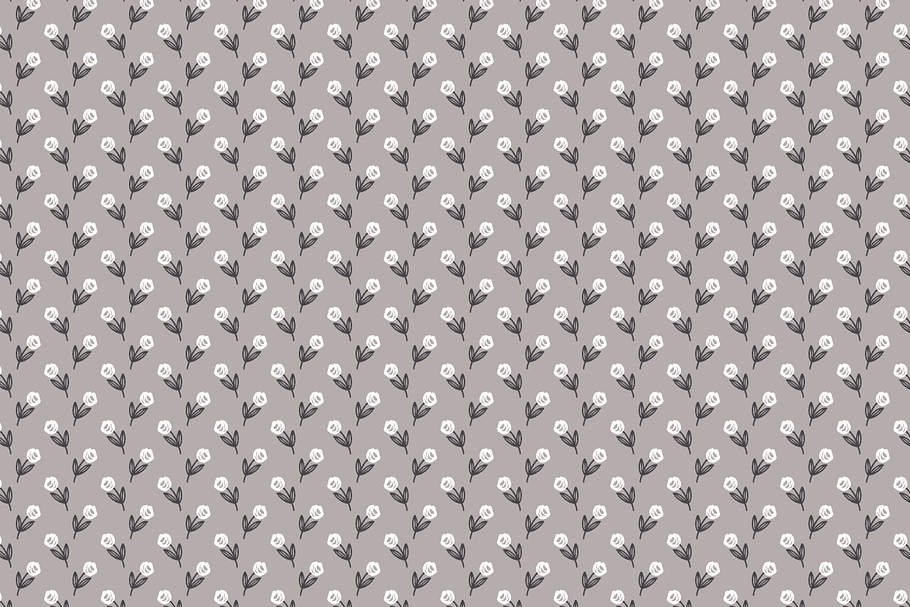 Vector Pattern Gray + White Roses