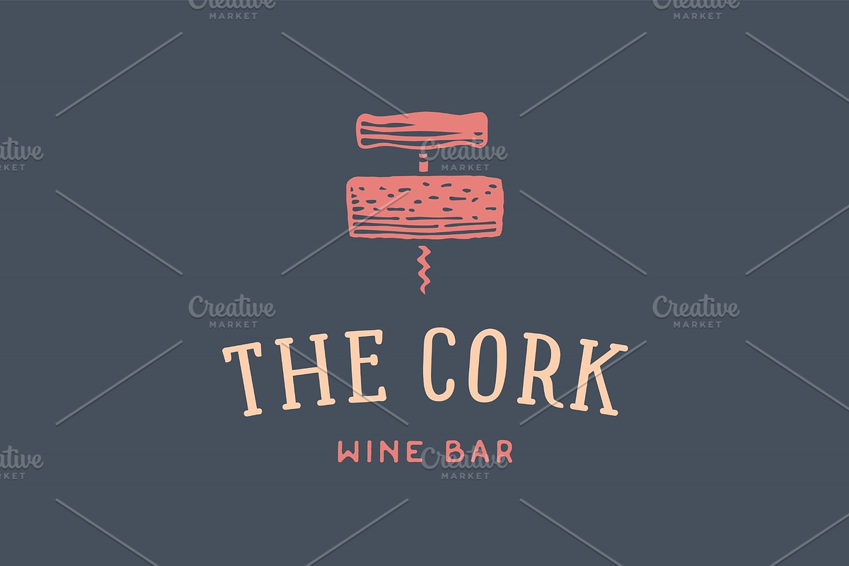 Label of wine bar with corkscrew in Illustrations - product preview 8