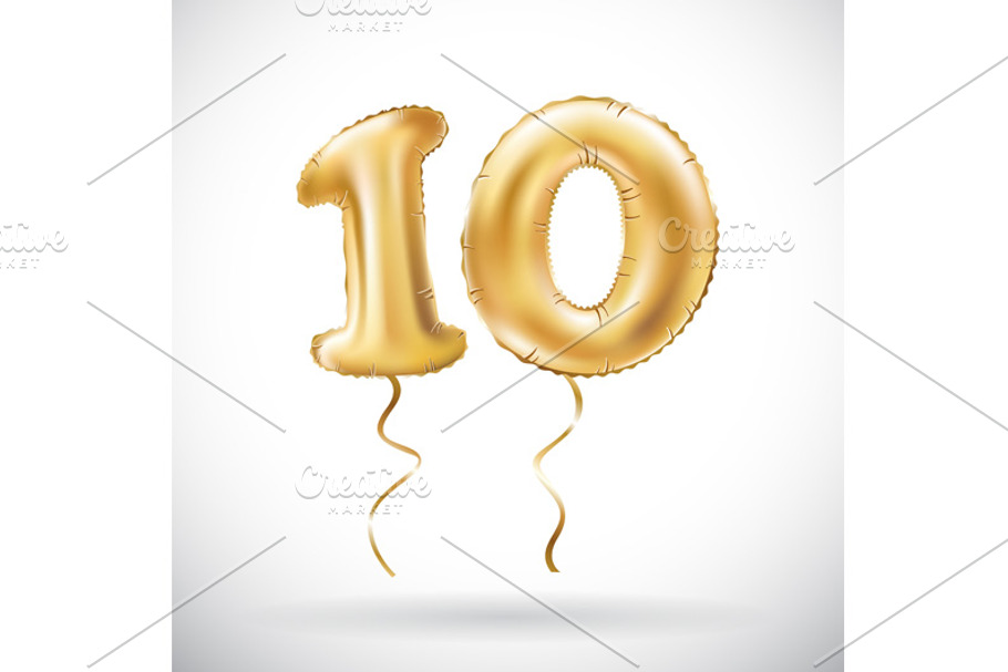 number metallic balloon gold vector in Graphics - product preview 8