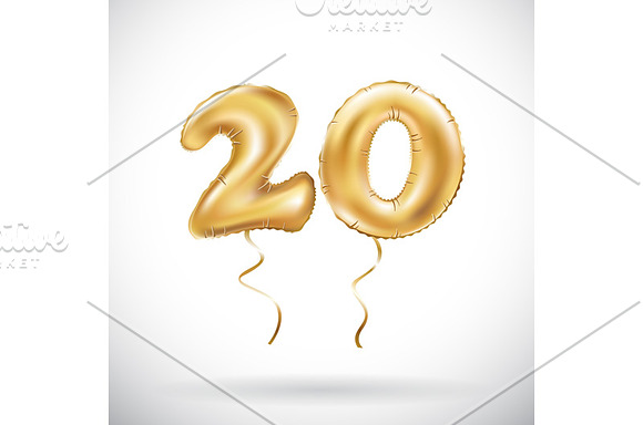 number metallic balloon gold vector in Graphics - product preview 1