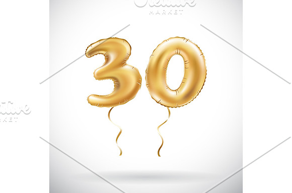 number metallic balloon gold vector in Graphics - product preview 2