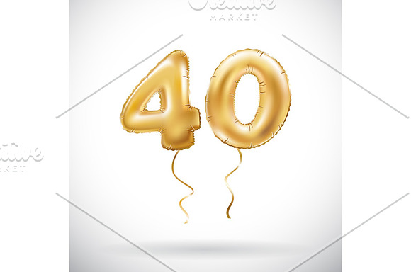 number metallic balloon gold vector in Graphics - product preview 3