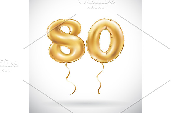 number metallic balloon gold vector in Graphics - product preview 7