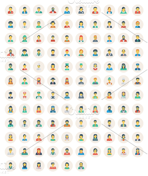 100+ Avatar Flat circle icons in Graphics - product preview 1