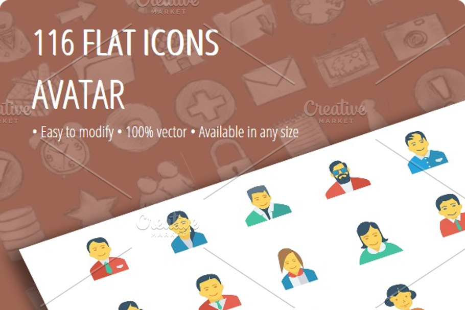 Avatar Flat icons in Graphics - product preview 8